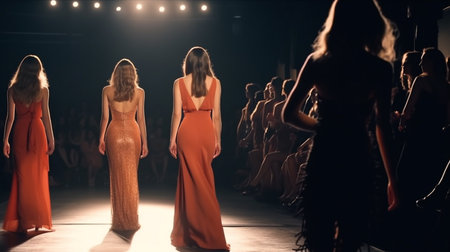 Models on fashion show. Generative AIの素材