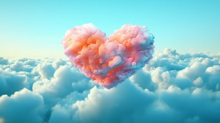 Beautiful colorful valentine's day heart in the clouds. Generative AIの素材