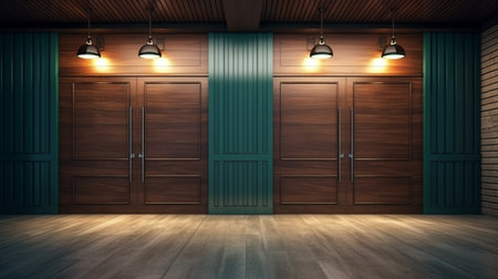Modern brown wooden door. Generative AIの素材