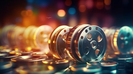 Old cinema film reels. Generative AIの素材