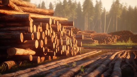 Logging timber industry. Generative AIの素材