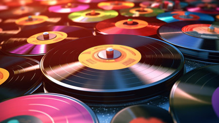Music background with vinyl records. Generative AIの素材