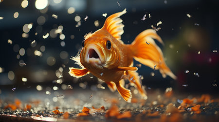Goldfish on the aquarium. Generative AIの素材