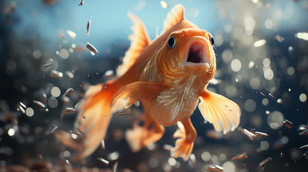 Goldfish on the aquarium. Generative AIの素材