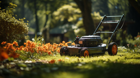 lawn moving. Generative AIの素材