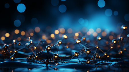 Network grid and particles connected. Generative AIの素材