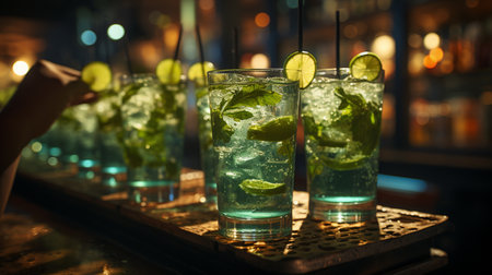Mojito drinks. Generative AIの素材