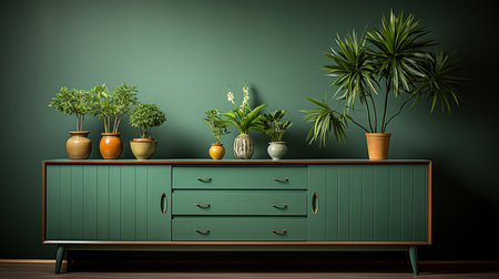 Green potted houseplants. Generative AIの素材