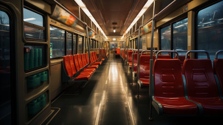Empty bus interior. Generative AIの素材