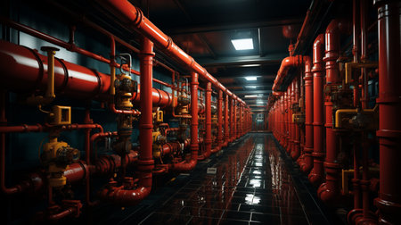 Hot water pipes. Generative AIの素材