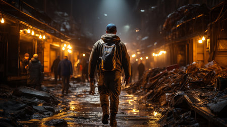 Silhouette of a man at night. Generative AIの素材