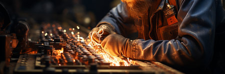 Engineer welding in factory. Generative AIの素材