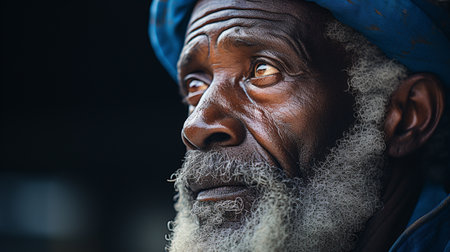Elderly black man with white beard. Generative AIの素材