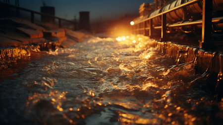 Toxic wastewater discharged from sewage pipe at the treatment facility. Generative AIの素材