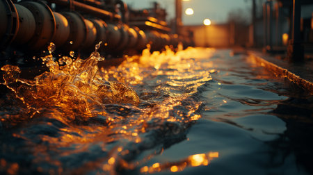 Toxic wastewater discharged from sewage pipe at the treatment facility. Generative AIの素材