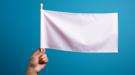 Hand holding white flag. Generative AIの素材