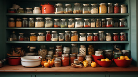 Pantry and baking ingredients. Generative AIの素材