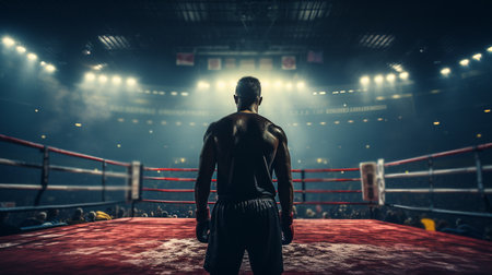 Back view winner professional boxer. Generative AIの素材