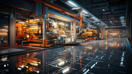 A modern factory with automated processes. Generative AIの素材