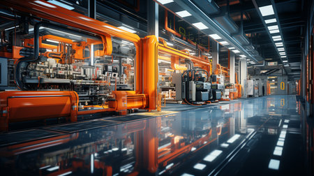 A modern factory with automated processes. Generative AIの素材