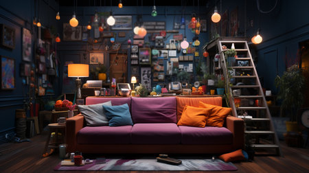 Metaverse colorful room. Generative AIの素材