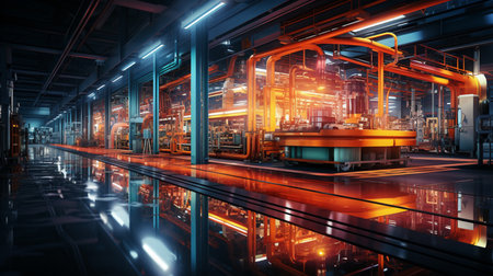 A modern factory with automated processes. Generative AIの素材