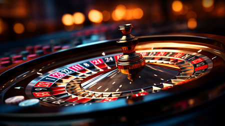 Casino roulette wheels in motion. Generative AIの素材
