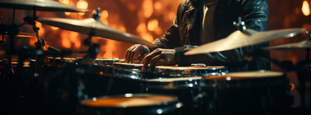 The drummer plays the drums. Generative AIの素材