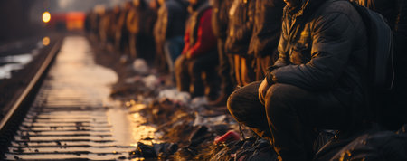 Refugee immigrants. Generative AIの素材