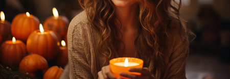 Woman with a candle. Generative AIの素材