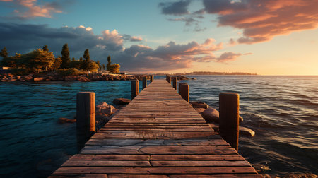 wooden pier. Generative AIの素材