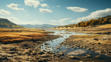Water in dry field. Generative AIの素材