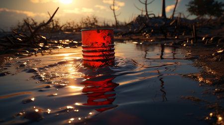 Dumped oil leaking at the spill site. Generative AIの素材