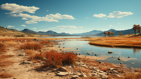 Water in dry field. Generative AIの素材