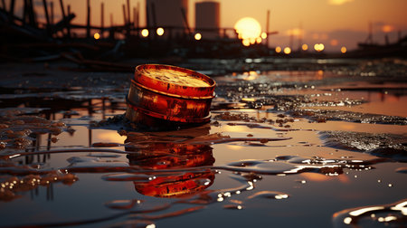 Dumped oil leaking at the spill site. Generative AIの素材