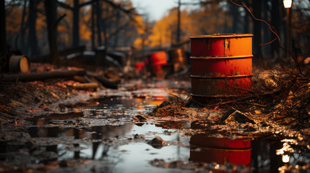 Dumped oil leaking at the spill site. Generative AIの素材