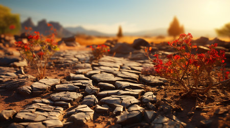 Dry cracked earth soil. Generative AIの素材