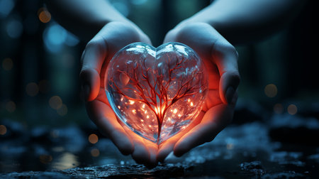Hands holding heart shape. Generative AIの素材