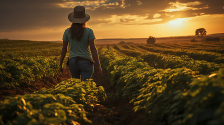Farmer in the field. Generative AIの素材
