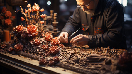 Craftsman in a workshop. Generative AIの素材