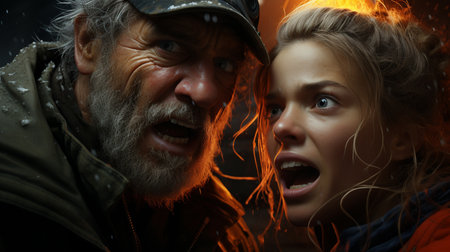 Angry couple screaming each other. Generative AIの素材