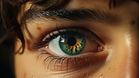 Boy in green eyes. Generative AIの素材