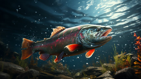 rainbow fish in the water. Generative AIの素材