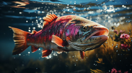 rainbow fish in the water. Generative AIの素材