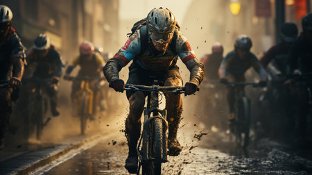 Bicycle ride competition. Generative AIの素材