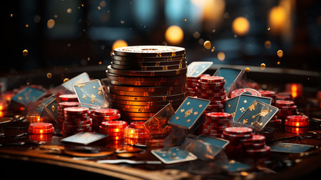 Casino games with chips. Generative AIの素材