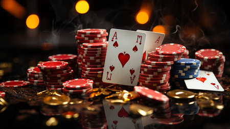 Casino games with chips. Generative AIの素材
