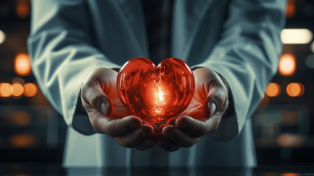 Doctor hand showing heart.の素材