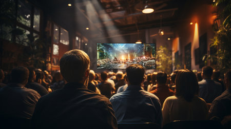 People listening to a conference in a meeting room.の素材