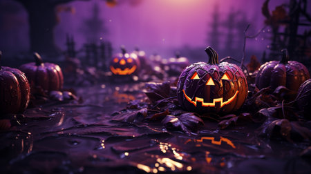 Halloween background with pumpkins.の素材
